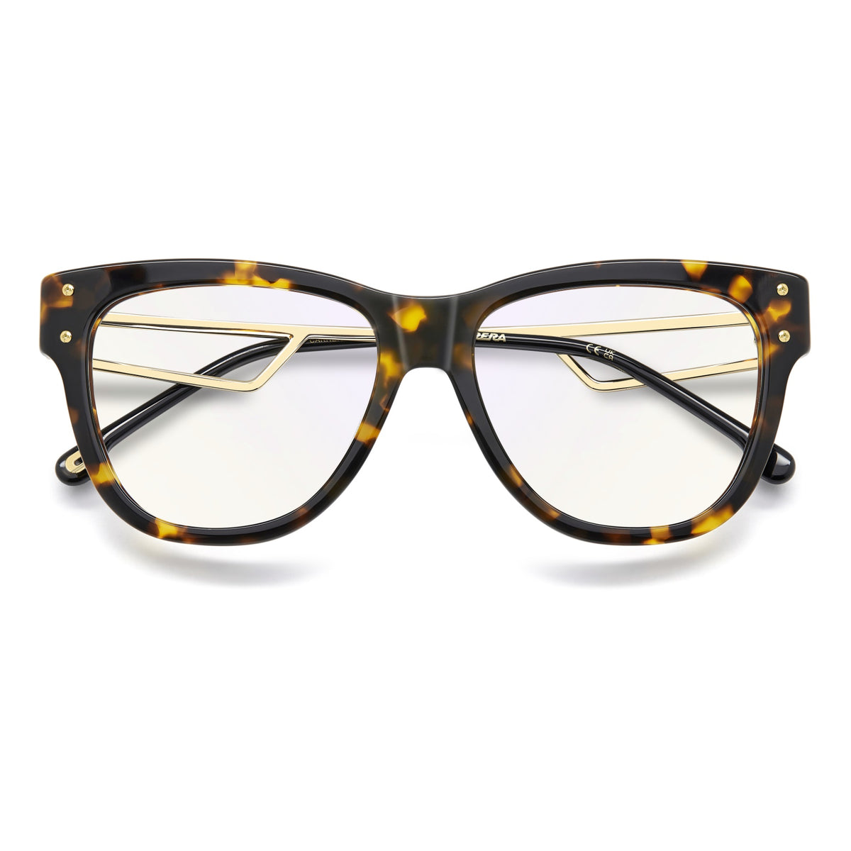 Havana Carrera 3106 full-rim glasses with gold temple detail, front view